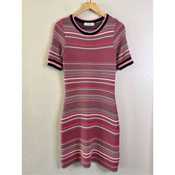 Anthropologie Aldo Martins Alice Stripe Knit Dress Womens Medium Pink Red Ruffle - Picture 3 of 15